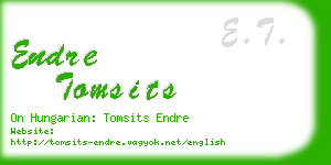 endre tomsits business card